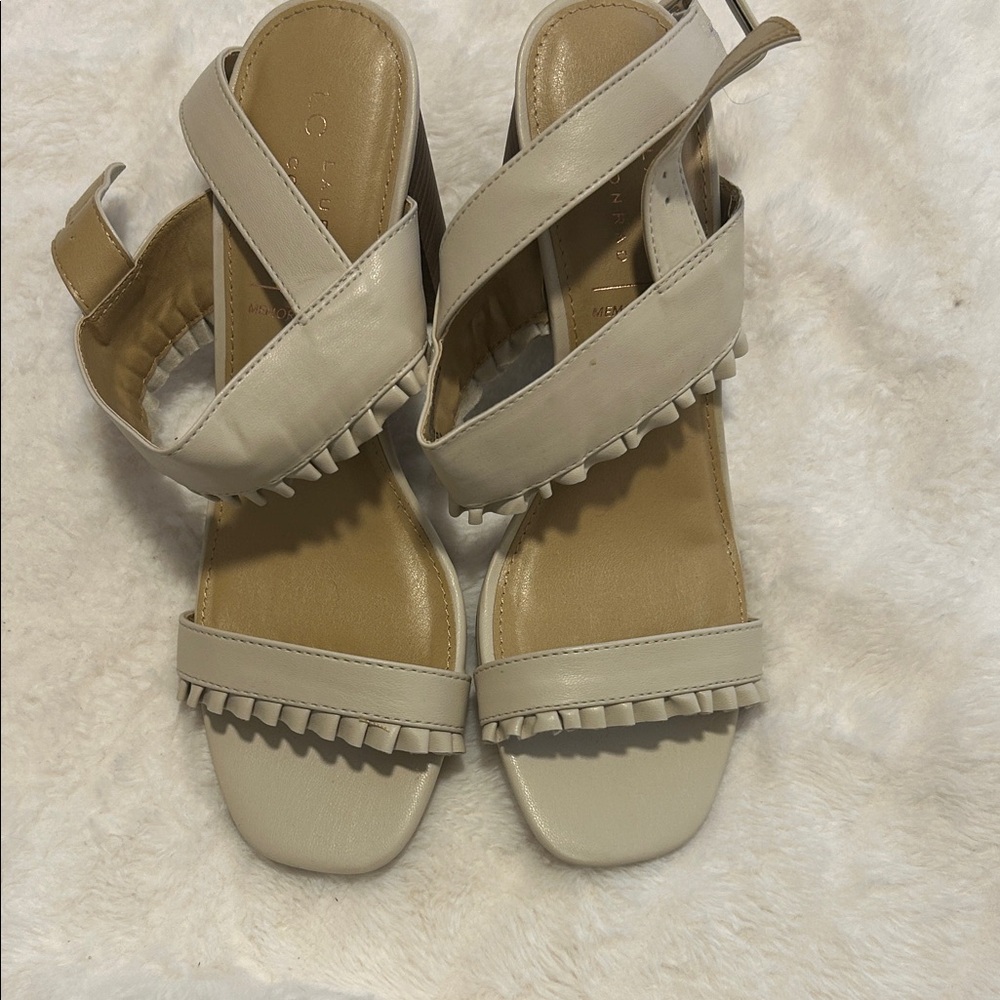 LC Lauren Conrad Cream Strappy Sandals